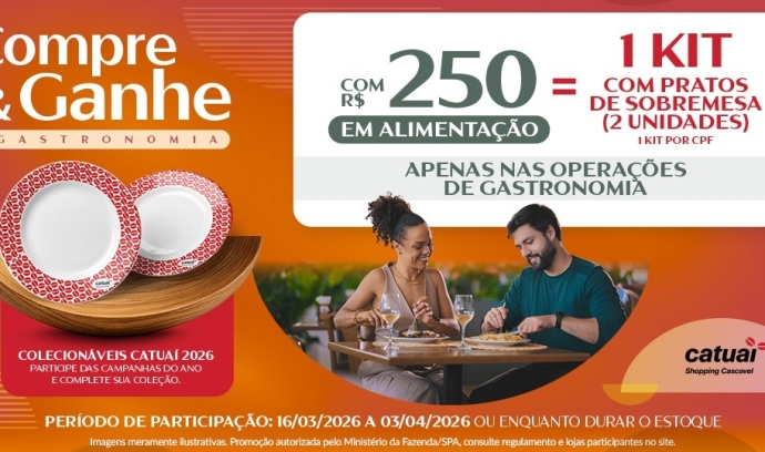 Catuaí Cascavel presenteia clientes com kit de pratos em nova campanha gastronômica