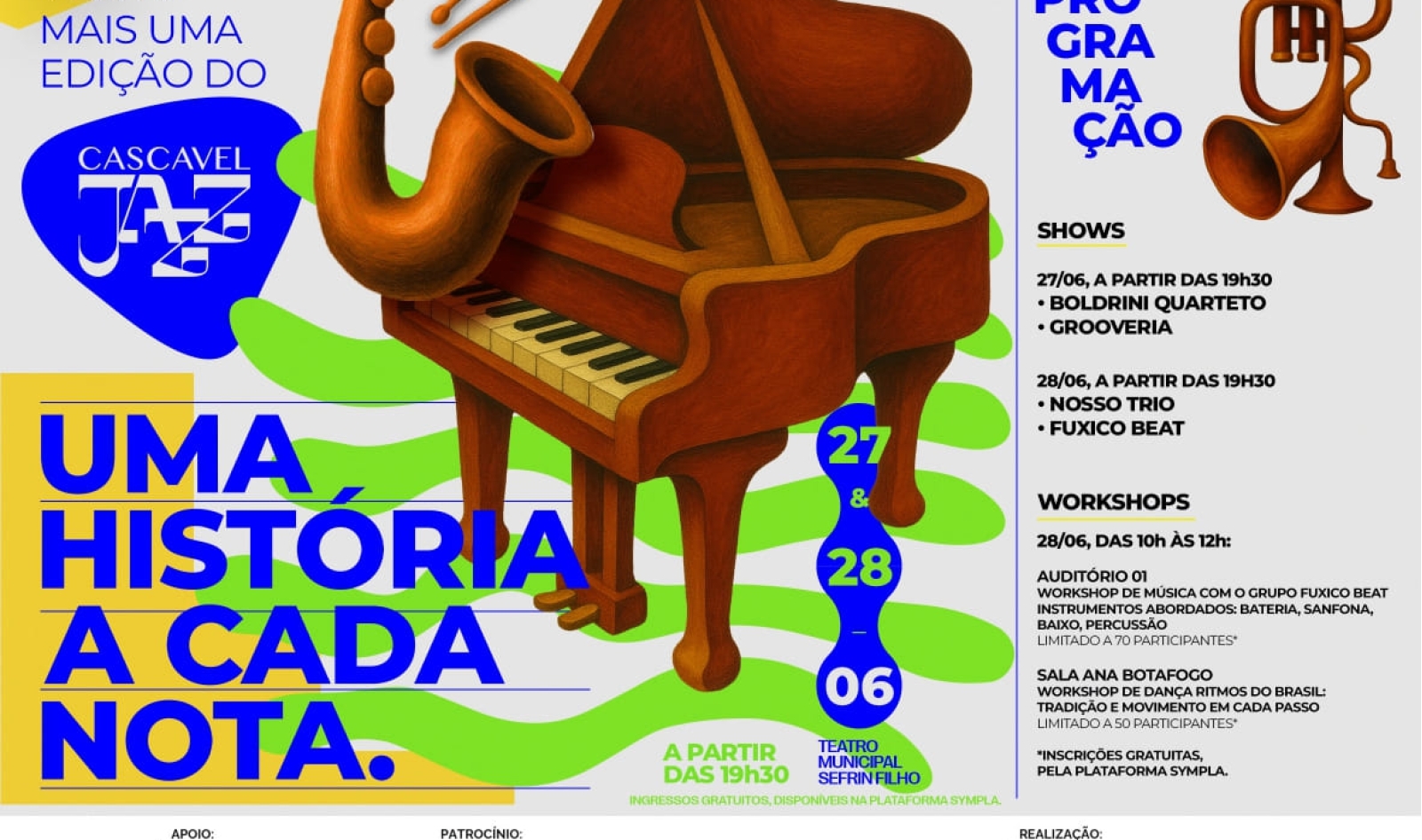 Cascavel Jazz Festival reúne grandes nomes da música instrumental no Teatro Municipal Sefrin Filho