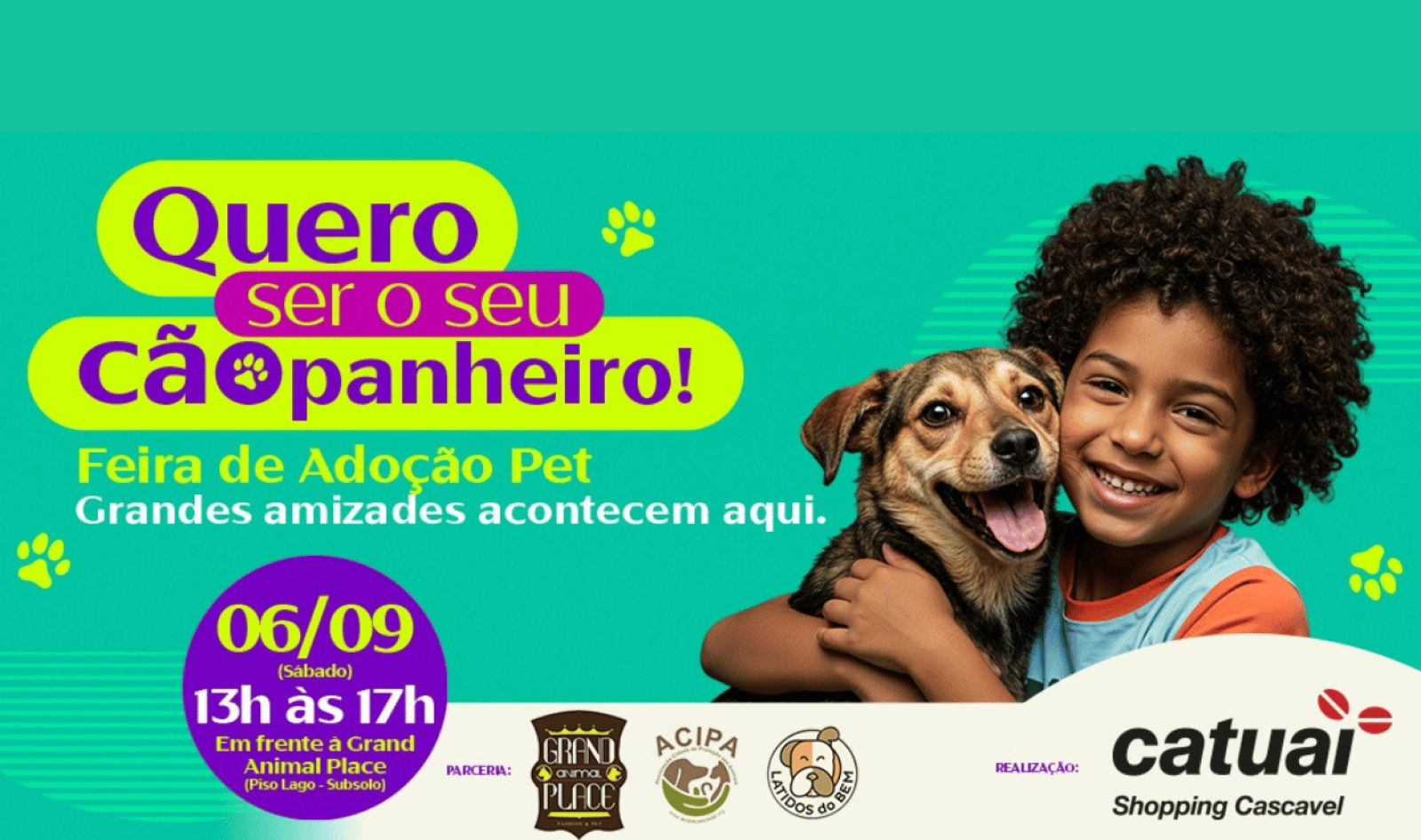 Catuaí Cascavel promove feira de adoção de pets neste sábado (06)