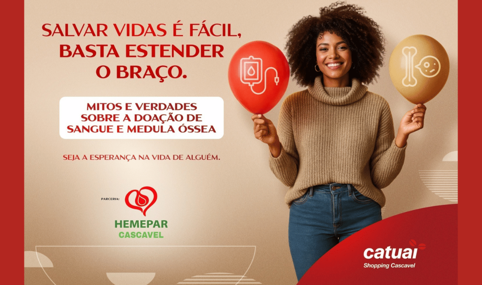 Centro Médico do Catuaí Cascavel e Hemocentro promovem ação de conscientização sobre doação de sangue