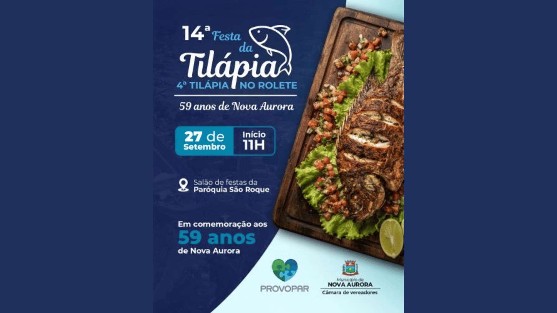 Nova Aurora se prepara para celebrar 59 anos de história com a 14ª Festa da Tilápia e Caminhada da Família