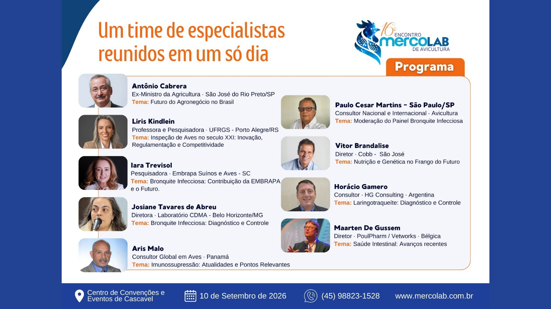 Ciência e inovação reúnem especialistas do Brasil e do exterior no 16º Encontro MercoLab de Avicultura