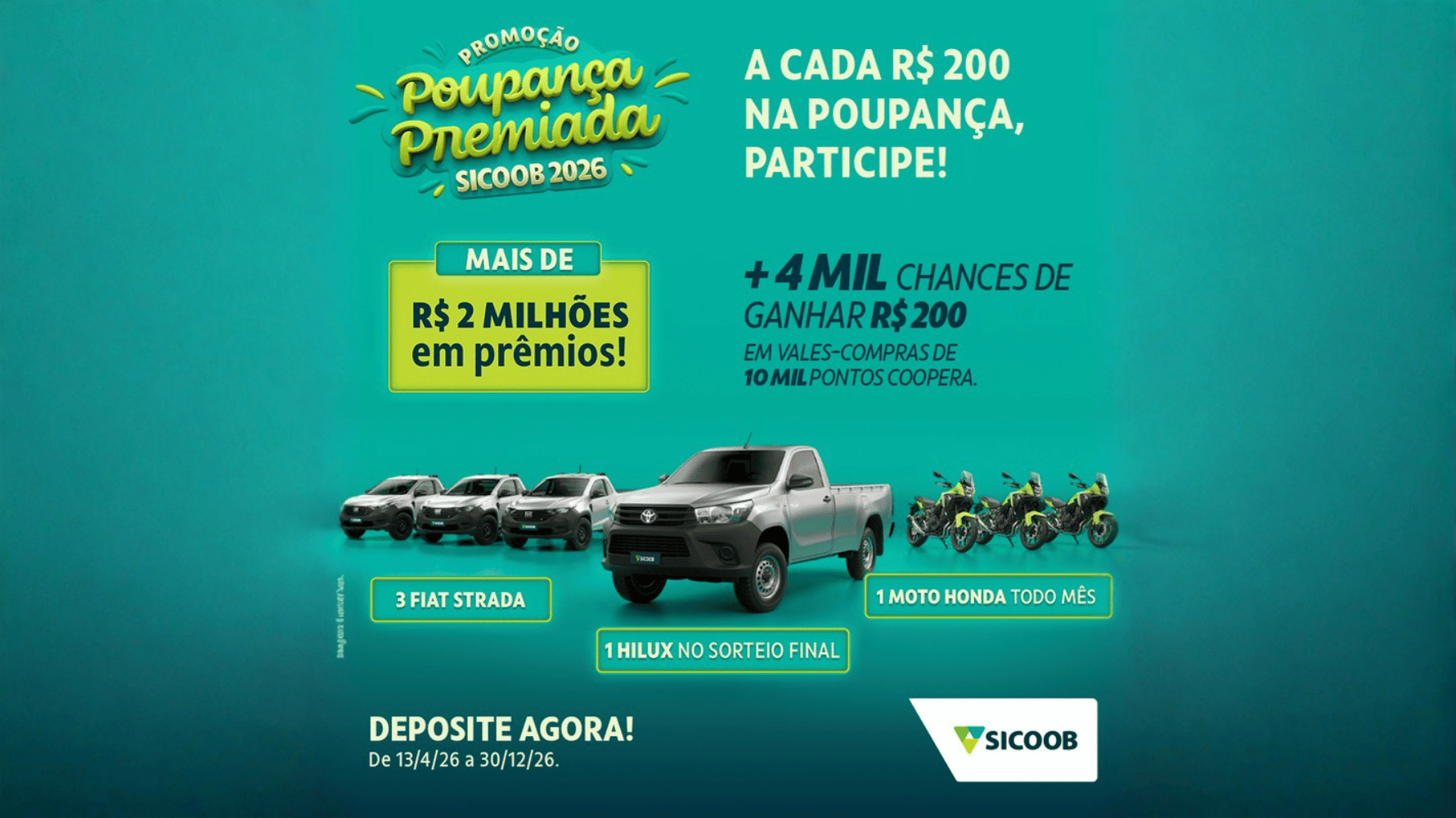 Sicoob distribui mais de R$ 2 milhões em prêmios na Poupança Premiada 2026