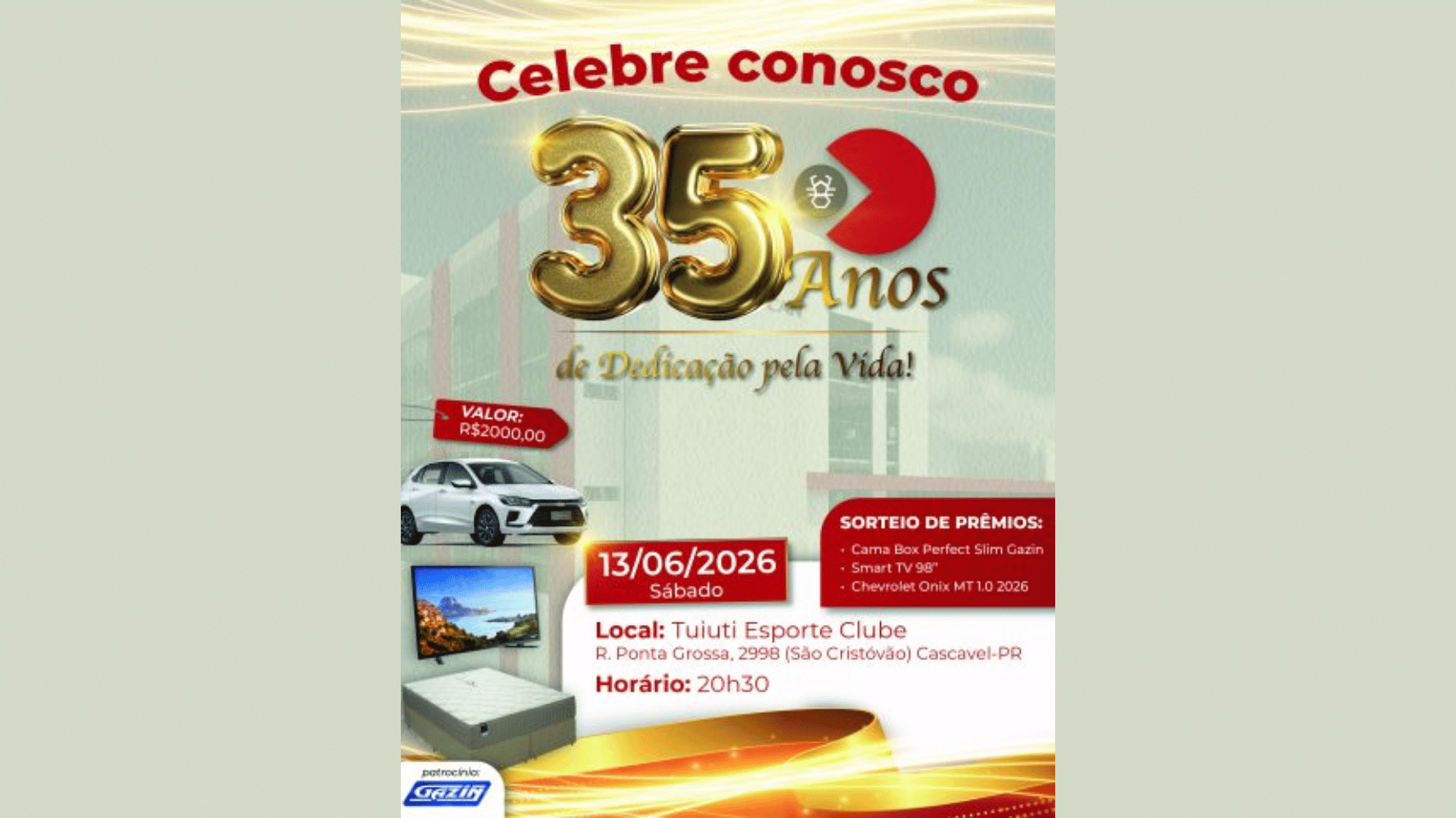 Jantar de 35 anos da Uopeccan em Cascavel terá prêmios, atrações e renda revertida ao hospital