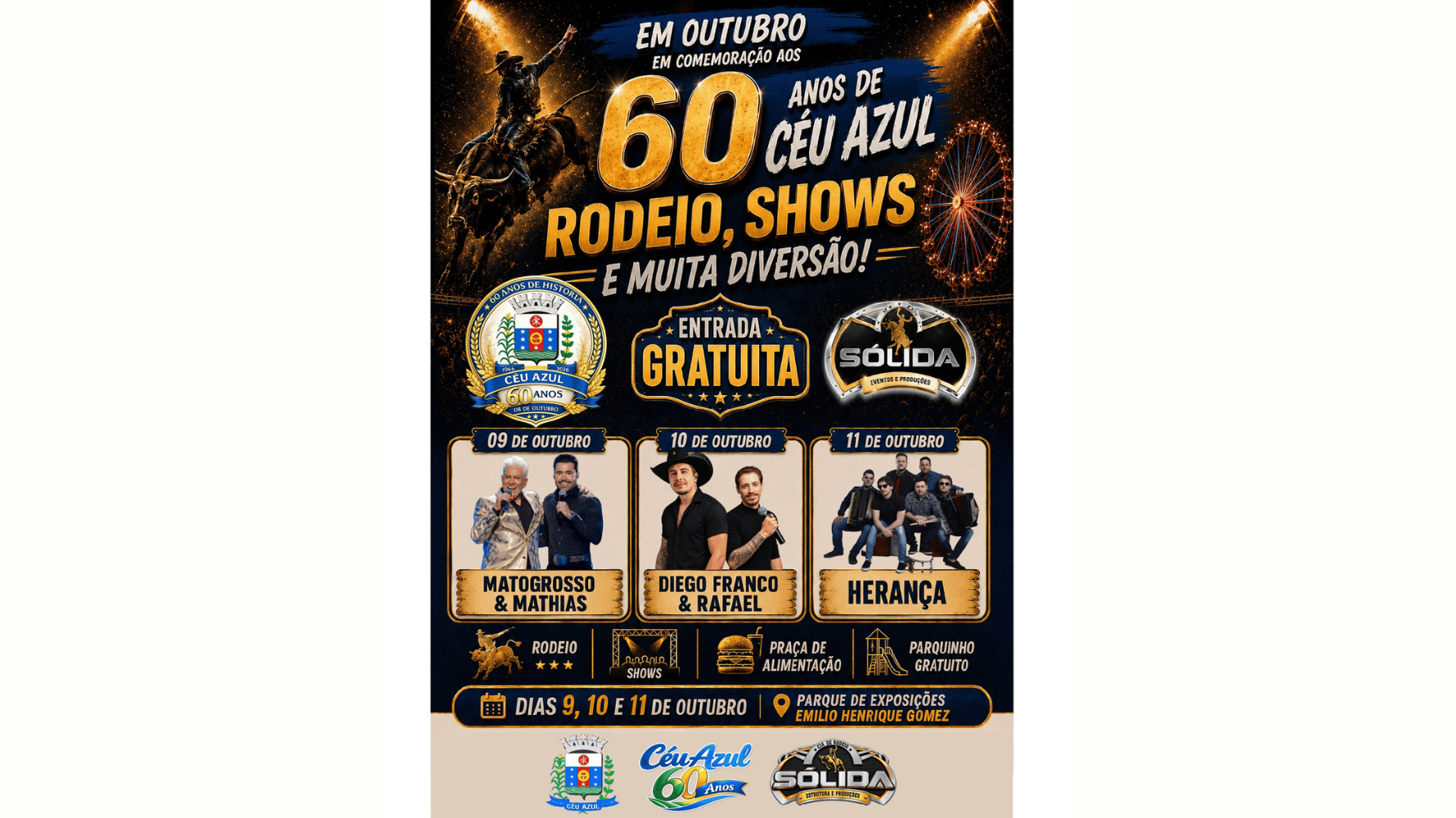 Céu Azul comemora 60 anos com rodeio e shows em outubro